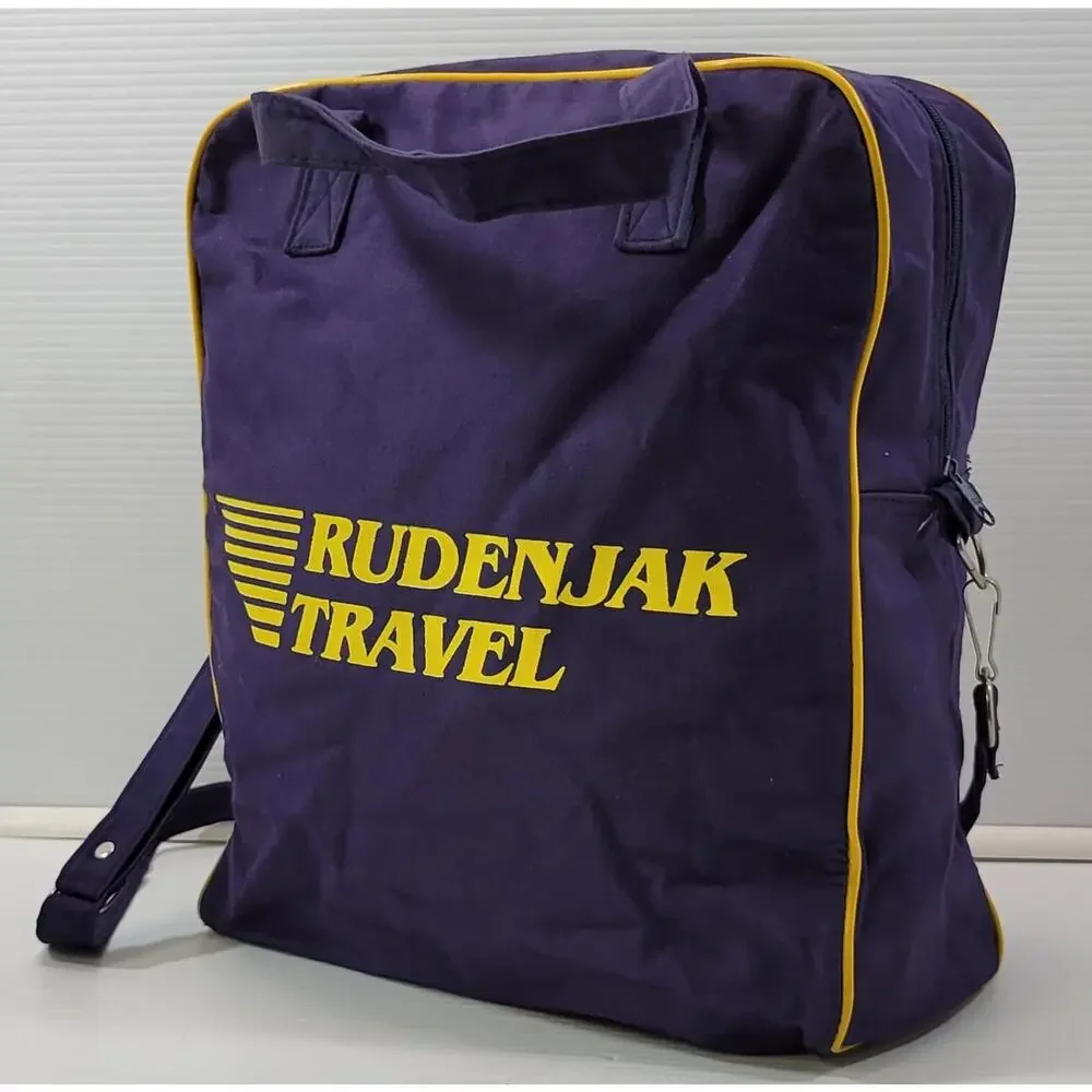 D) Vintage Rudenjak Travel Promotional Croatia Blue Canvas Hand Shoulder Bag